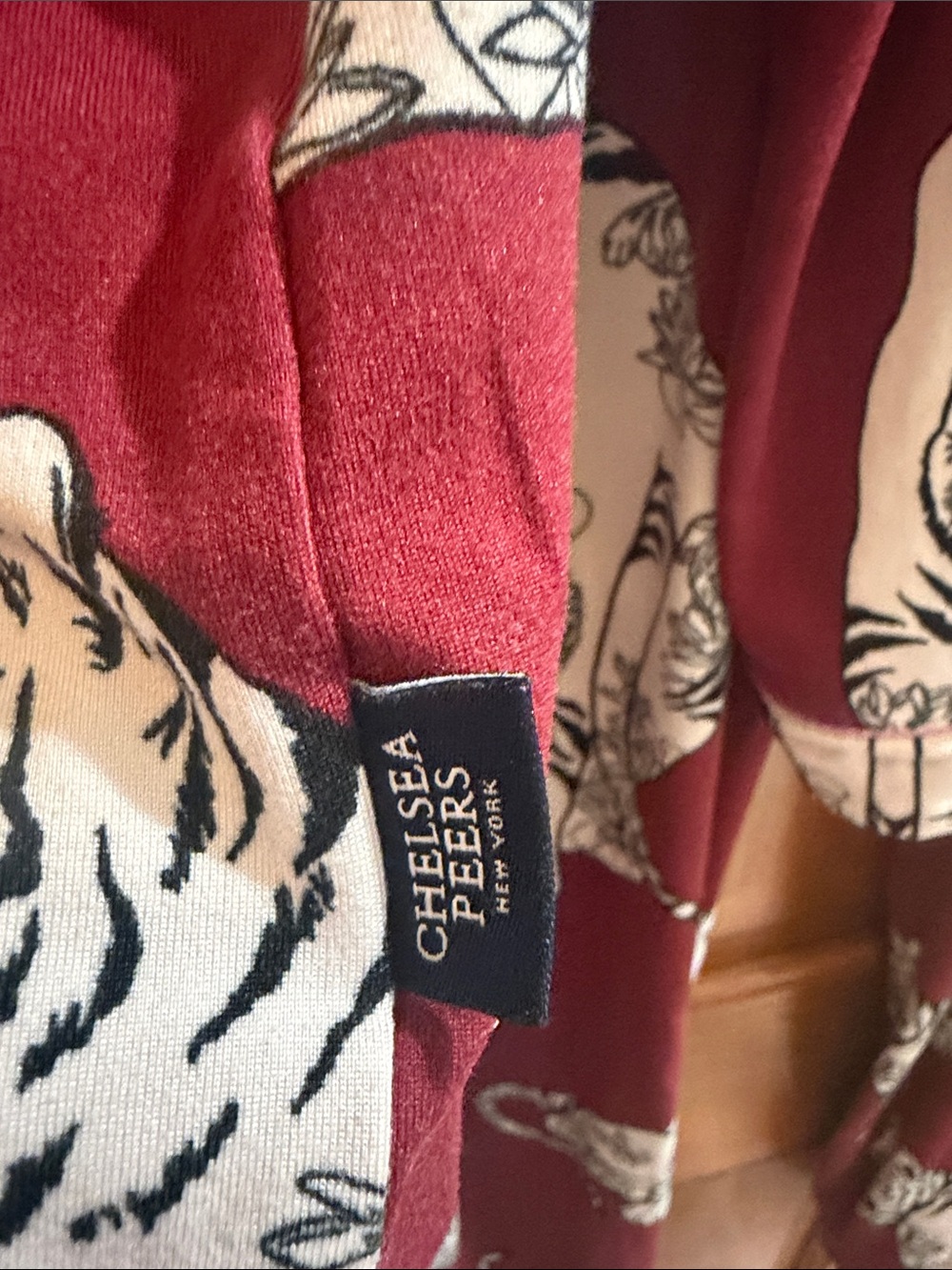 Women’s tall Burgundy Tiger Print Pajama Set - Picture 4 of 6